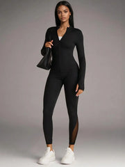 Slim Fit Padded Zip Jacket Stand Collar For Running And Exercise In Black Activewear