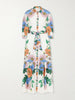 Bianca linen-blend floral midi dress