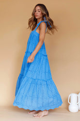 Brynna Tied Shoulder Maxi Dress Blue