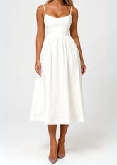 Wedding Guest Dress, Elegant Corset Midi Dress for Women - White, Light Blue, Pink, Purple