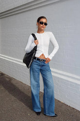 Serenitia Mid Rise Relaxed Jeans Mid Blue Wash