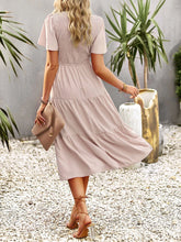 Casual Jewel Neck Short Sleeves Midi Dress