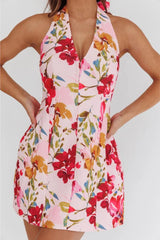 Delia Vibrant Florals Tie Back Mini Dress