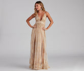 Mona Formal Plunging Glitter Dress