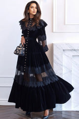 Sorelf Lace Floral Cutout Maxi Dress