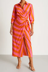 Elegant Wrap Shirt Dress for Women
