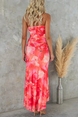 Elegant and Vibrant Floral Midi Dress for Women