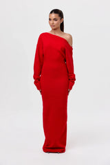 Knit Off-Shoulder Sweater Maxi Dress