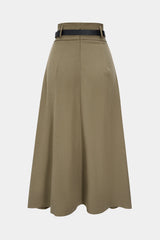 Belted Asymmetrical Ruched High Waist Skirt