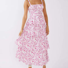 Women's Floral Print Maxi Dress - Slim Fit Ruffled Summer Style
