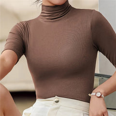 Slim Fit Roll Neck Top for Women