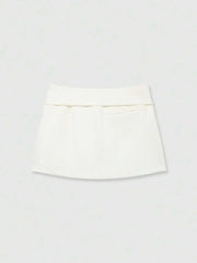 Zipper Waist Belted Midi Skort
