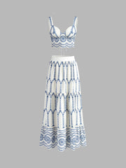 Printed Sleeveless Tie Back Skirt Set