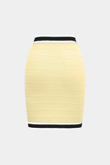 Knit Stripes Contrast Print Button Skirt