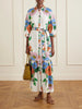 Bianca linen-blend  floral midi dress