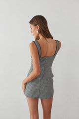 Olive Gingham Micro Mini Skort