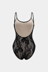 Lace Patchwork Backless Slip Sleeveless Bodysuit