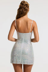Embellished A-Line Mini Dress in Silver